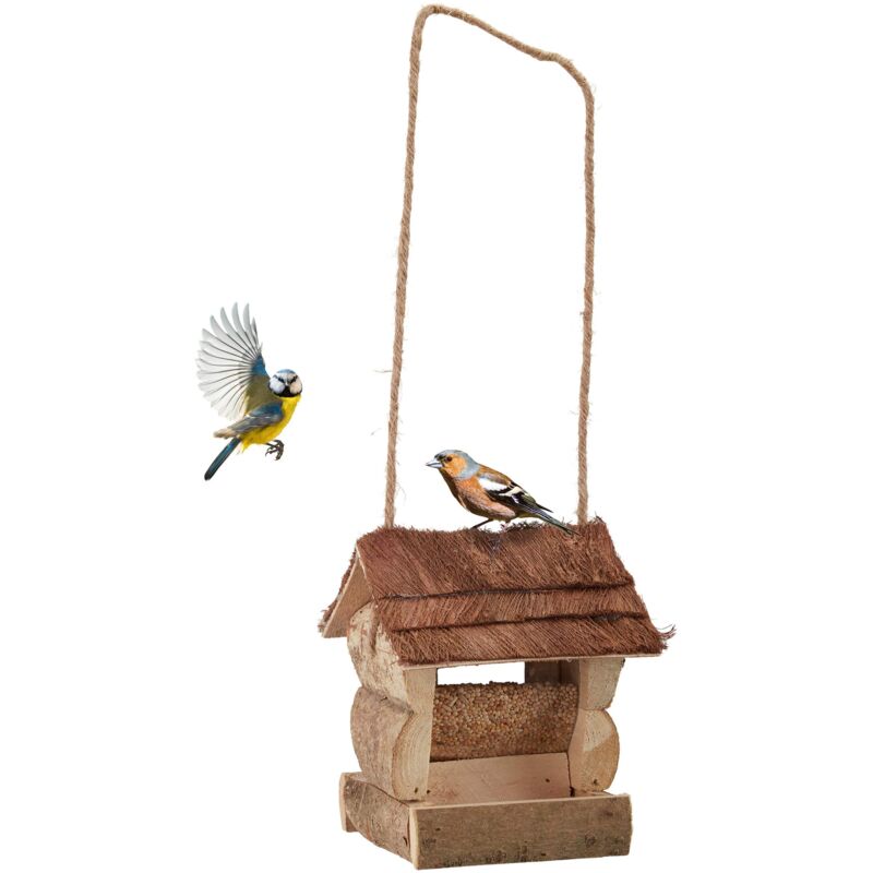 foto del prodotto relaxdays casetta per uccelli, realizzata a mano, in legno, decorazione per balcone giardino, 15x12x15 cm, naturale