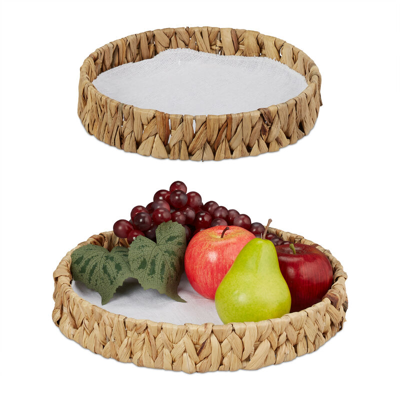 foto del prodotto relaxdays cesto portafrutta, set 2 cestini intrecciati porta frutta, verdura e pane, vassoi in 2 misure, boho, naturale