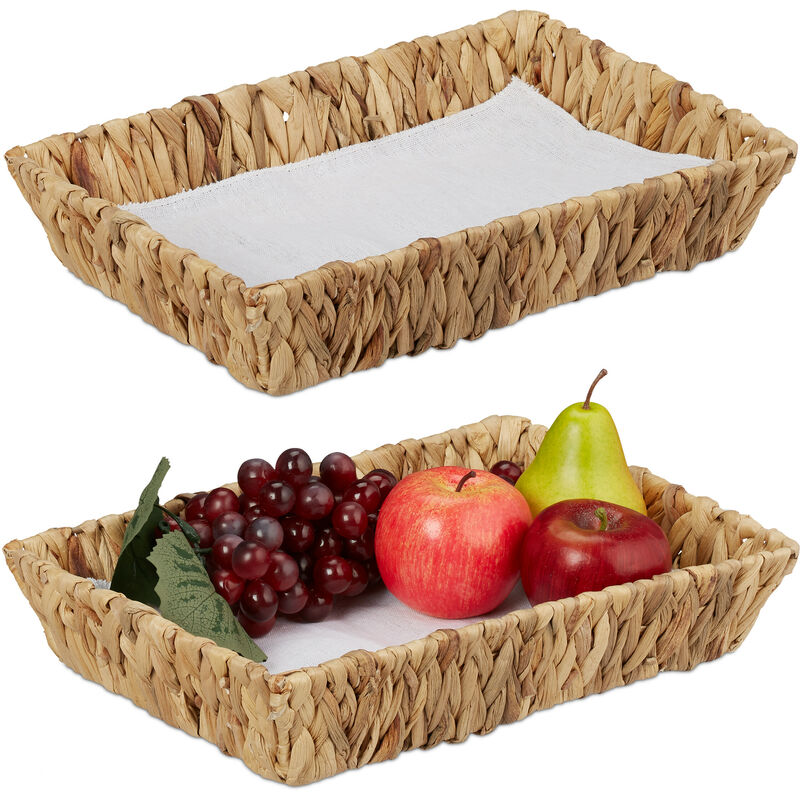 foto del prodotto relaxdays cesto portafrutta, set da 2 cestini intrecciati porta frutta, verdura e pane, 7x34x24 cm, stile boho, naturale