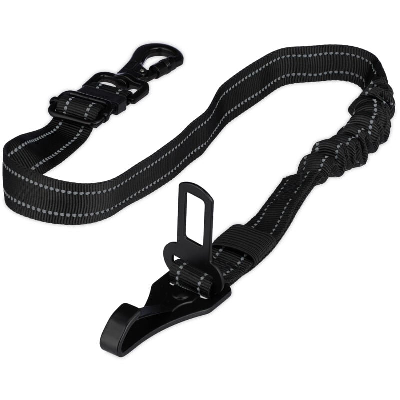 foto del prodotto relaxdays cintura sicurezza cani auto, guinzaglio allungabile 60 80 cm, ammortizzatore, moschettone e aggancio macchina