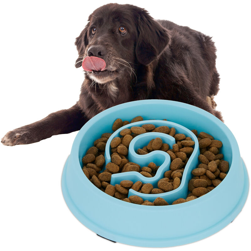foto del prodotto relaxdays ciotola anti ingozzamento per cani, 650 ml, lenta assunzione del cibo, adatta alla lavastoviglie, blu