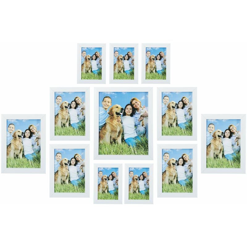 foto del prodotto relaxdays composizione di cornici, set da 12, per foto 15x10, 18x13, 20x15, 25x20 cm portafoto da parete, bianco