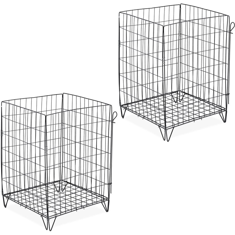 foto del prodotto relaxdays compostiera in metallo, set da 2, per compost da giardino, cesta per foglie e fogliame, 68 x 46 x 46 cm, nero