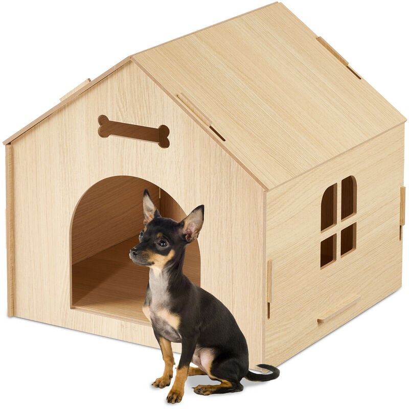 foto del prodotto relaxdays cuccia per cani, casetta per gatti, lettino animali domestici per interni, 35x36,5x34,5cm, legno mdf, naturale