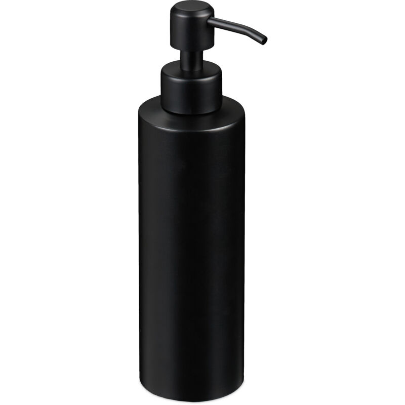 foto del prodotto relaxdays dispenser di sapone liquido manuale, 300 ml, portasapone ricaricabile, accessorio bagno e cucina, nero