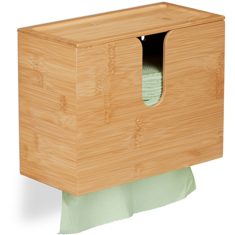 foto del prodotto relaxdays distributore asciugamani carta da parete, salviette formato h2, dispenser bagno 21 x 27 x 13 cm ca., naturale