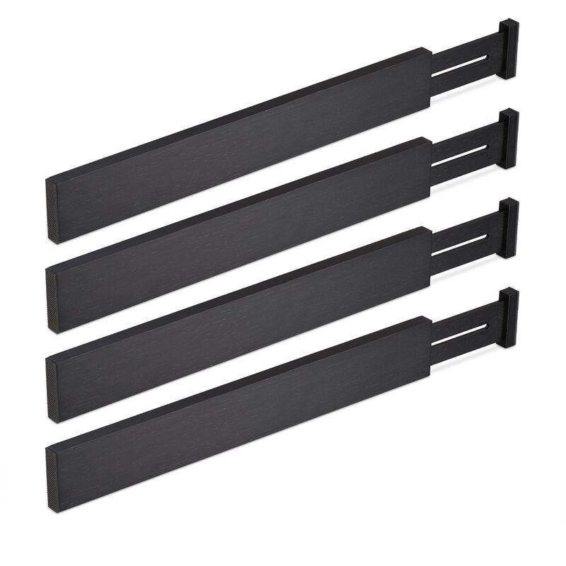 foto del prodotto relaxdays divisori da cassetto, set da 4 separatori da cucina, organizer lunghezza regolabile 46 56 cm, nero