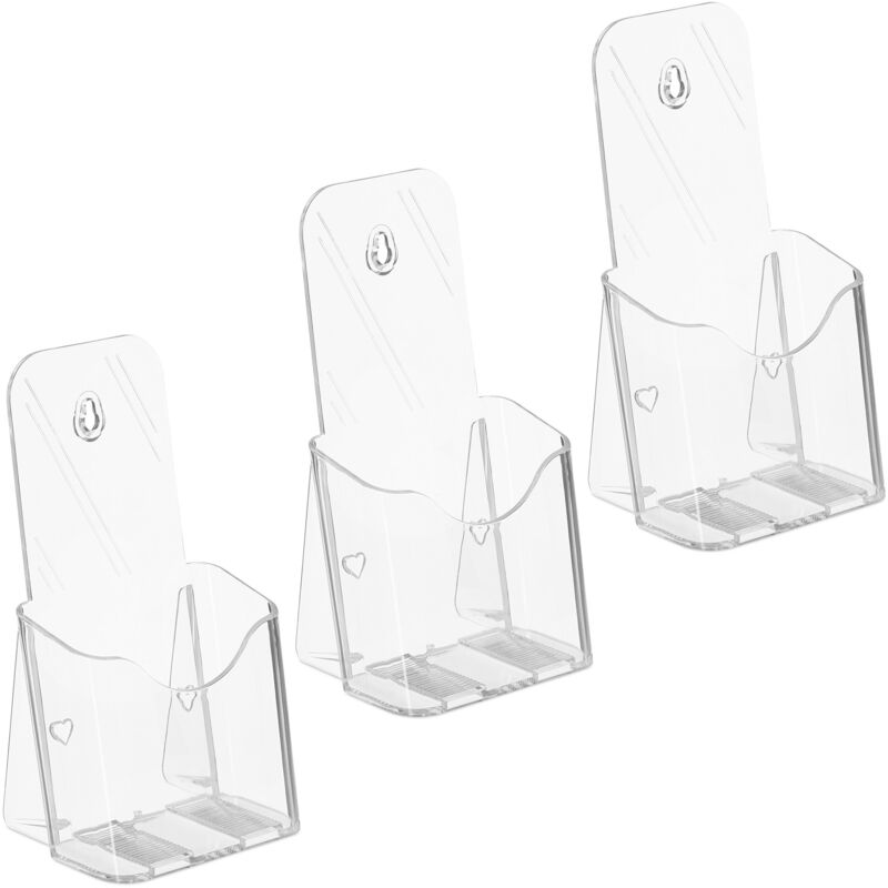 foto del prodotto relaxdays espositori da tavolo, set da 3 porta depliant din lungo e a6, porta volantini 19,5 x 11 x 8,5 cm, trasparente