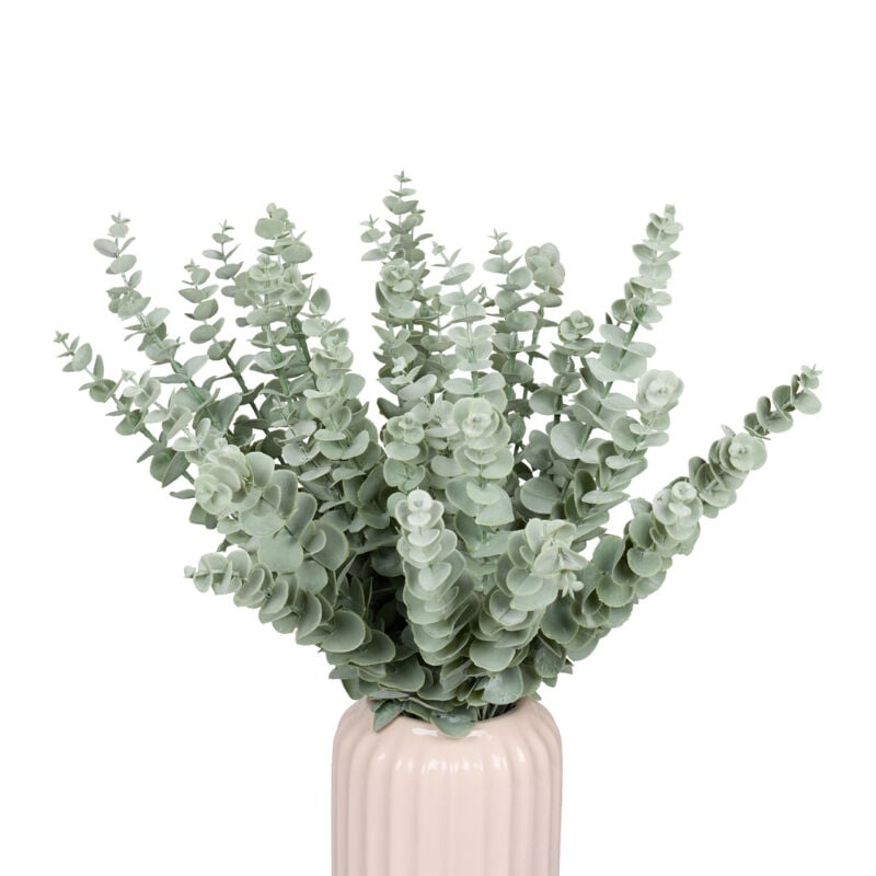 foto del prodotto relaxdays eucalipto artificiale per decorazioni in vaso di fiori finti, 36 rami in plastica, lunghi 42 cm, pianta verde