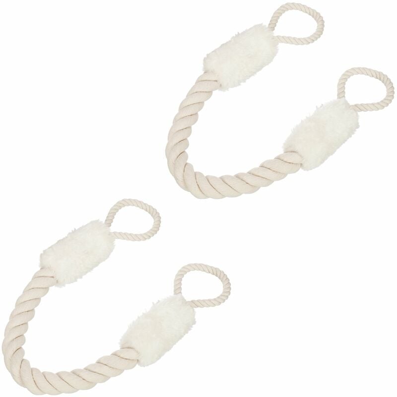 foto del prodotto relaxdays fermaporta a corda in set da 2, l 60 cm, paracolpi da maniglia, sicurezza di bambini e animali, beige bianchi