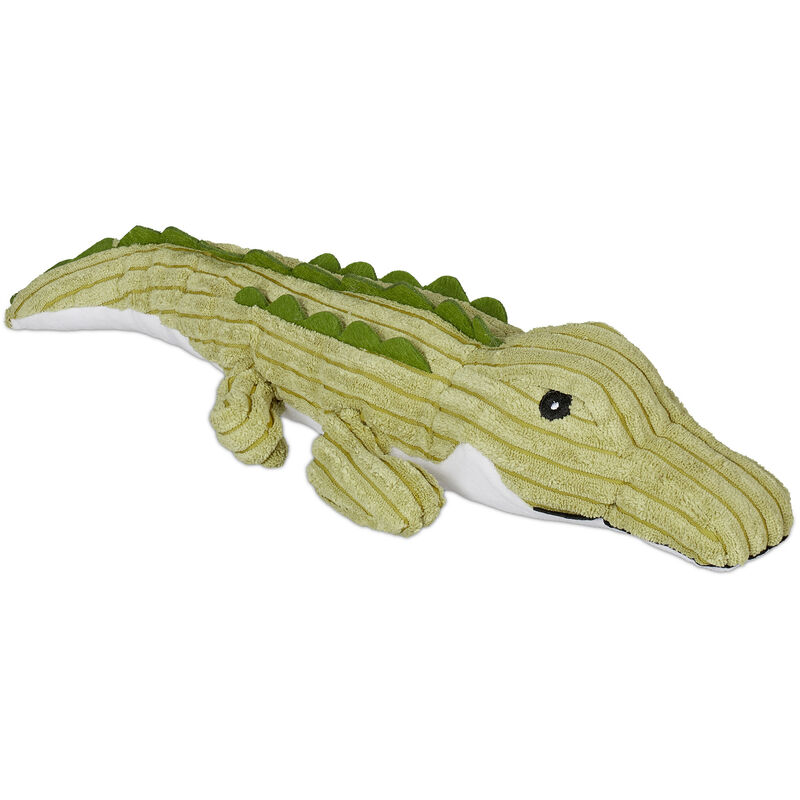 foto del prodotto relaxdays fermaporta a pupazzo coccodrillo pesante, animali ferma porta da pavimento, peso sabbia, 8 x 45 x 16 cm, verde