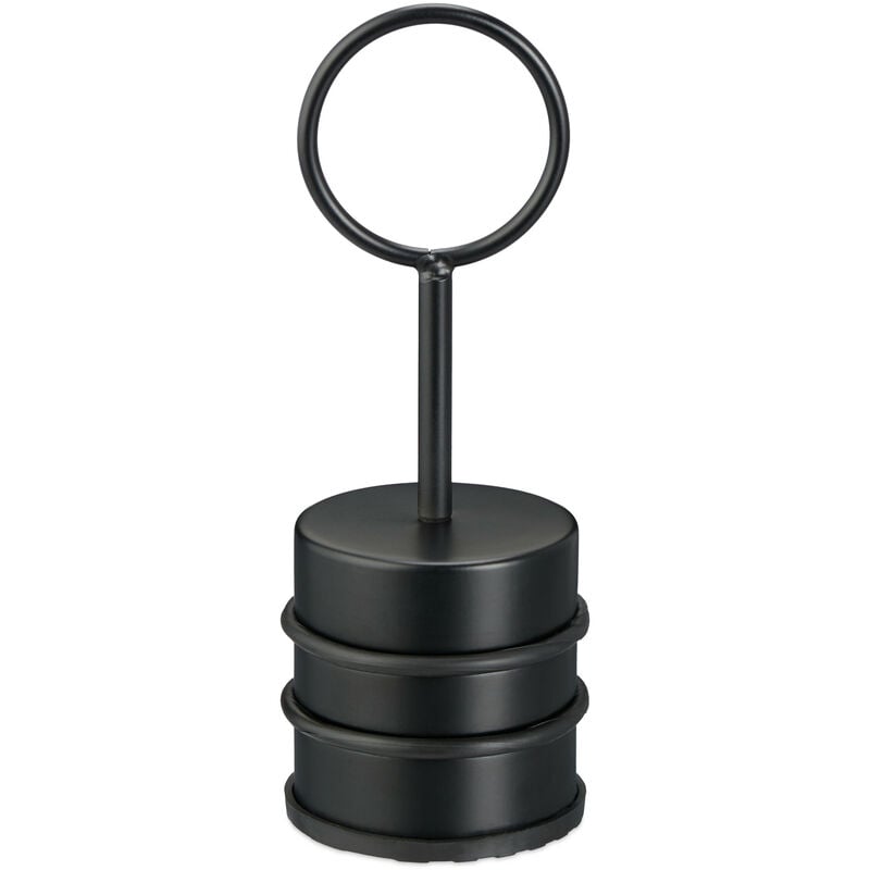 foto del prodotto relaxdays fermaporta da pavimento con maniglia, blocca porte in acciaio e gomma, peso per interni, hxd 20 x 7 cm, nero