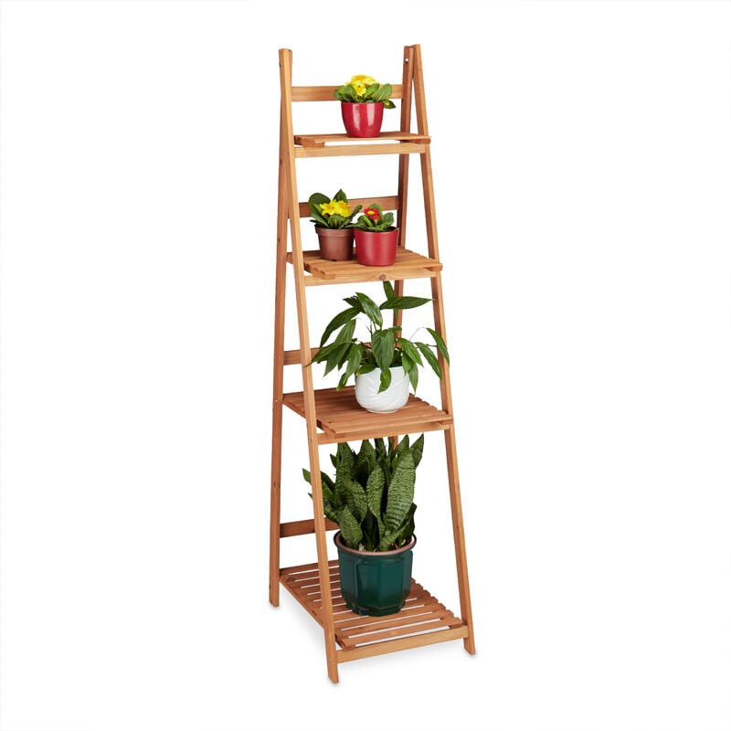 immagine 0 del prodotto relaxdays fioriera a scala legno scaffale portafiori da interno pieghevole 4 ripiani hlp 161 x 41 x 50 cm marrone