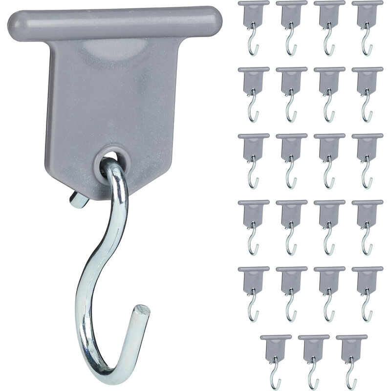 foto del prodotto relaxdays ganci tendalino camper, set 24 gancetti binario tenda, accessori campeggio, veranda roulotte, grigio argentato