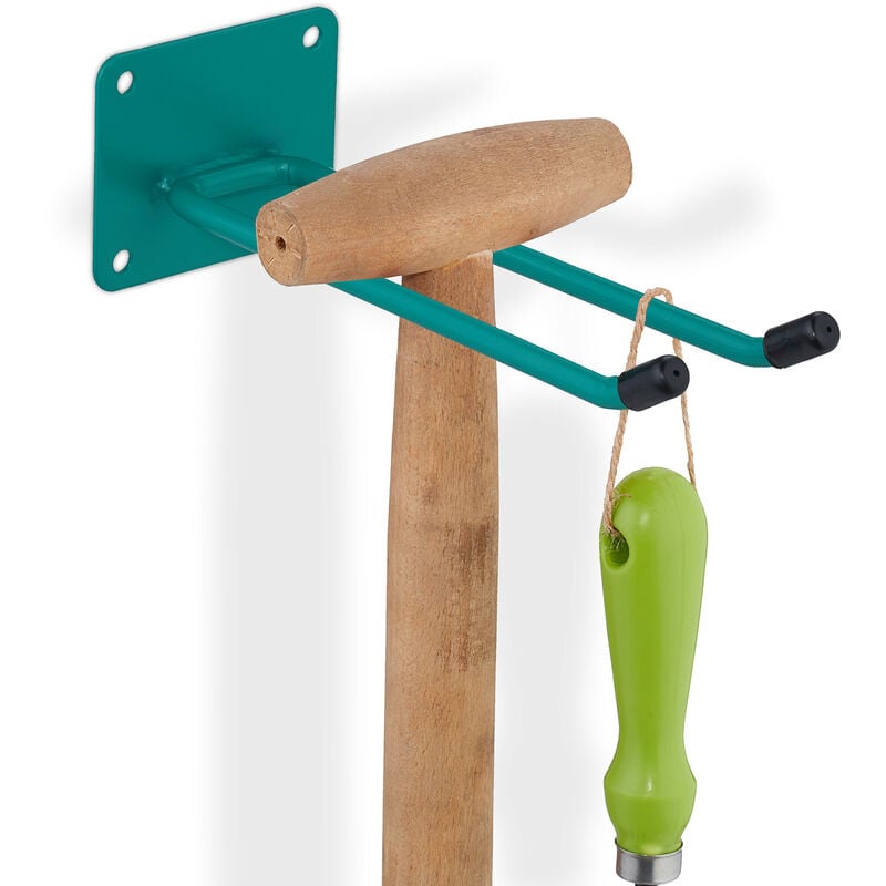 foto del prodotto relaxdays gancio porta attrezzi da giardino, l 24 cm, appendi accessori giardinaggio, portaoggetti officina, verde