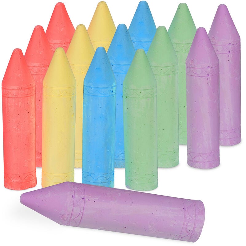 foto del prodotto relaxdays gessetti colorati per strada, set 15 gessi da lavagna, per giochi bambini, hxd 19 x 4,5 cm, 5 colori pastello