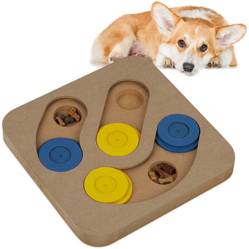 foto del prodotto relaxdays gioco interattivo per cani e gatti, giocattolo attivazione mentale e olfattiva, dog puzzle, mdf, colorato