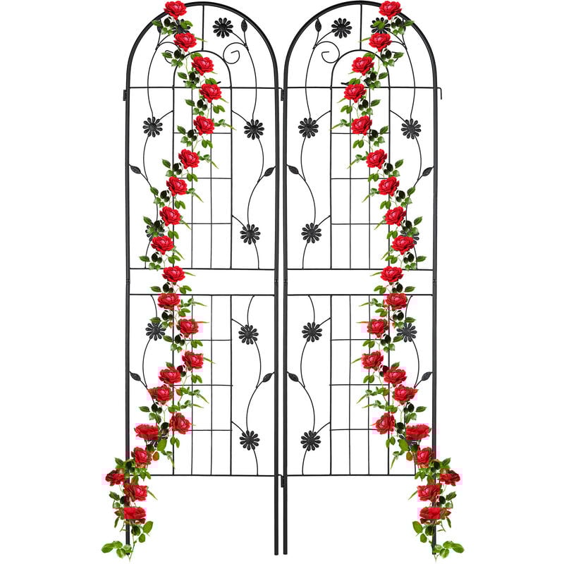 foto del prodotto relaxdays grigliati per rampicanti, set da 2, hxl 180 x 50 cm, supporti in metallo per piante, tralicci a incastro, nero