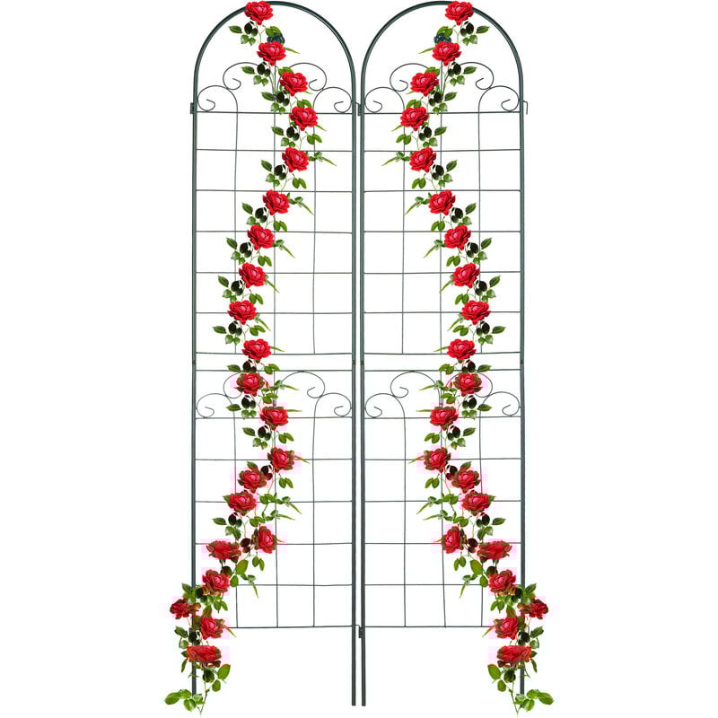 foto del prodotto relaxdays grigliati per rampicanti, set da 2, hxl 220 x 50 cm, supporti in metallo per piante tralicci a incastro, verde