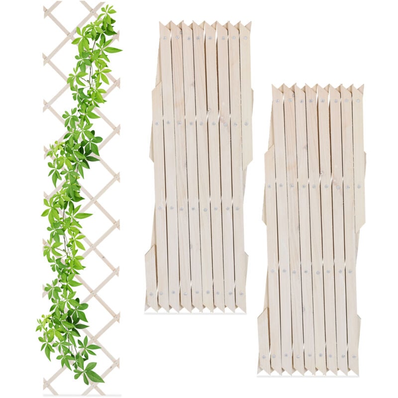 foto del prodotto relaxdays grigliato in legno per rampicanti allungabile 180x30 cm, set 3 tralicci piante da giardino e balcone, bianco
