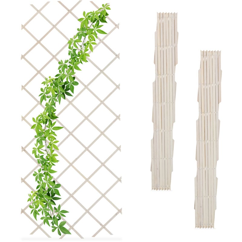 foto del prodotto relaxdays grigliato in legno per rampicanti allungabile 180x90 cm, set 3 tralicci piante da giardino e balcone, bianco