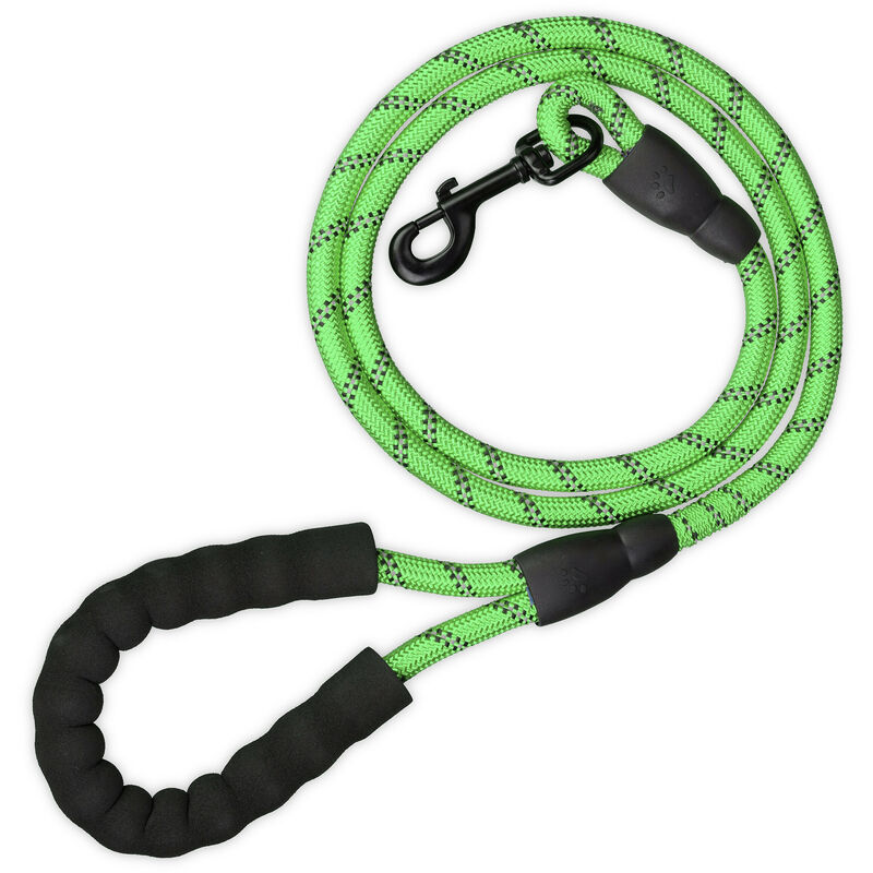 foto del prodotto relaxdays guinzaglio per cani di grande e piccola taglia, 1,5 m fino a 50 kg, moschettone riflettente impugnatura, verde