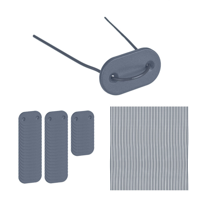 foto del prodotto relaxdays kit per il fissaggio telo frangivista, set con 52 piastre di montaggio e 52 aste in filo metallico, grigio