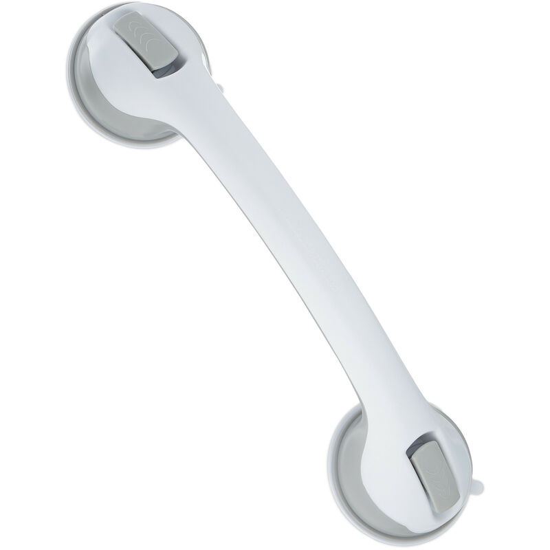 foto del prodotto relaxdays maniglia con ventosa, supporto vasca e doccia da bagno, per 70 kg, ausilio anziani e disabili, bianco grigio