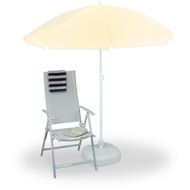 foto del prodotto relaxdays ombrellone da giardino, spiaggia, diametro 180cm, 8 stecche, poliestere, inclinabile, giallo chiaro