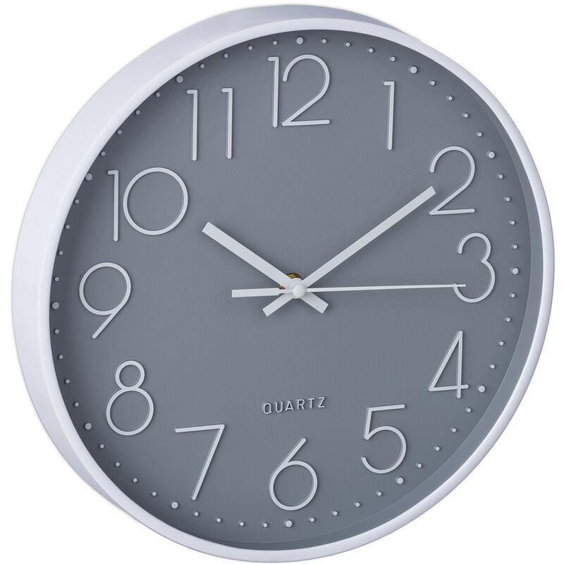 foto del prodotto relaxdays orologio da parete, analogico, moderno, 30 cm, lancetta dei secondi, da cucina o soggiorno, grigio bianco