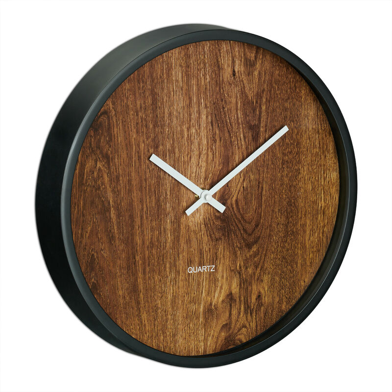 foto del prodotto relaxdays orologio da parete, analogico, rustico, 29,5 cm, lancetta ora e minuti, da cucina o soggiorno, marrone nero
