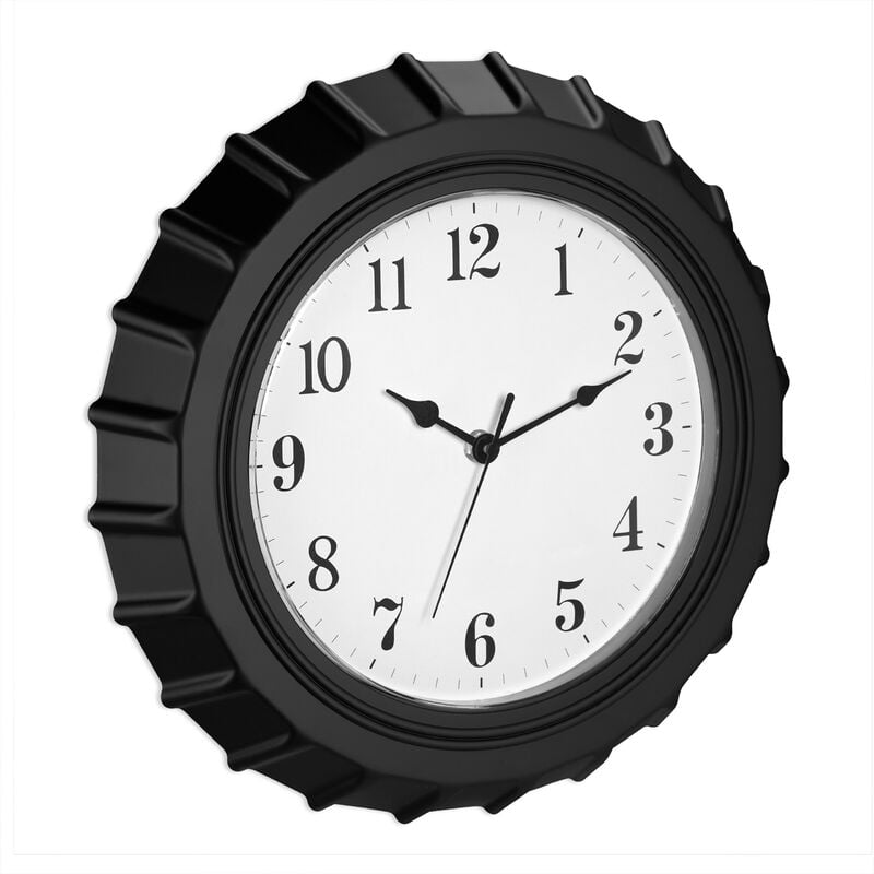 foto del prodotto relaxdays orologio da parete, analogico, tappo di bottiglia, 33 cm, lancetta ora e minuti, da cucina o soggiorno, nero
