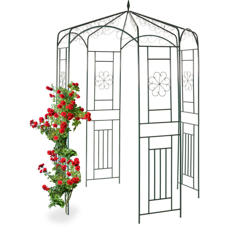 foto del prodotto relaxdays padiglione da giardino in metallo per rose, sostegno per piante rampicanti, hlp 250x160x160 cm, colore verde