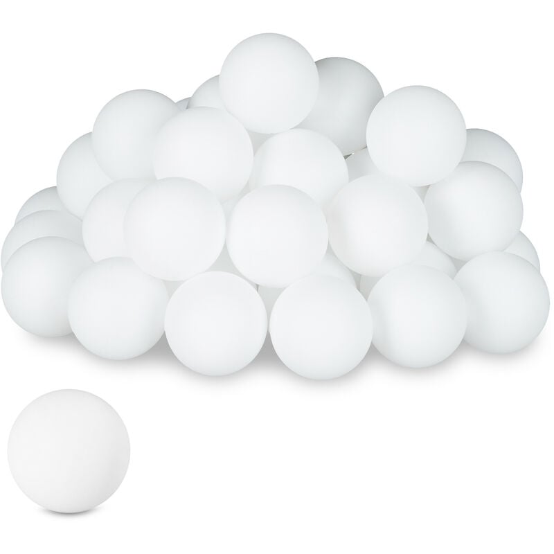 foto del prodotto relaxdays palline da beer pong, in set da 100, mini balls ping pong in plastica, senza scritta, diametro 40 mm, bianco