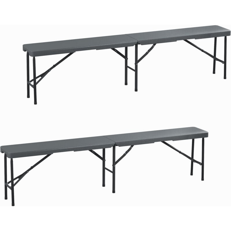 foto del prodotto relaxdays panca pieghevole da giardino, set da 2 panchine richiudibili salvaspazio da giardino, hlp 43x180x25 cm, grigio
