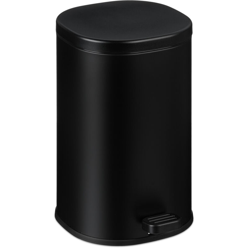 foto del prodotto relaxdays pattumiera bagno a pedale 5 l, cestino secchio interno rimovibile e coperchio ammortizzato, ferro opaco, nero