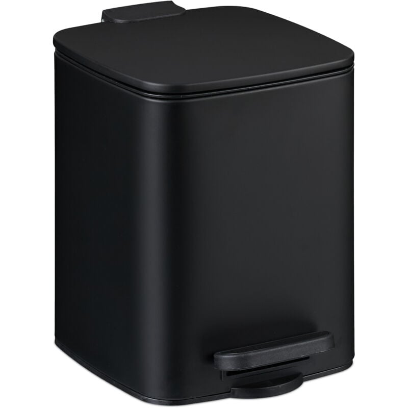 foto del prodotto relaxdays pattumiera bagno a pedale, coperchio softclose 6 l, cestino e cesto interno rimovibile, bidone in ferro, nero
