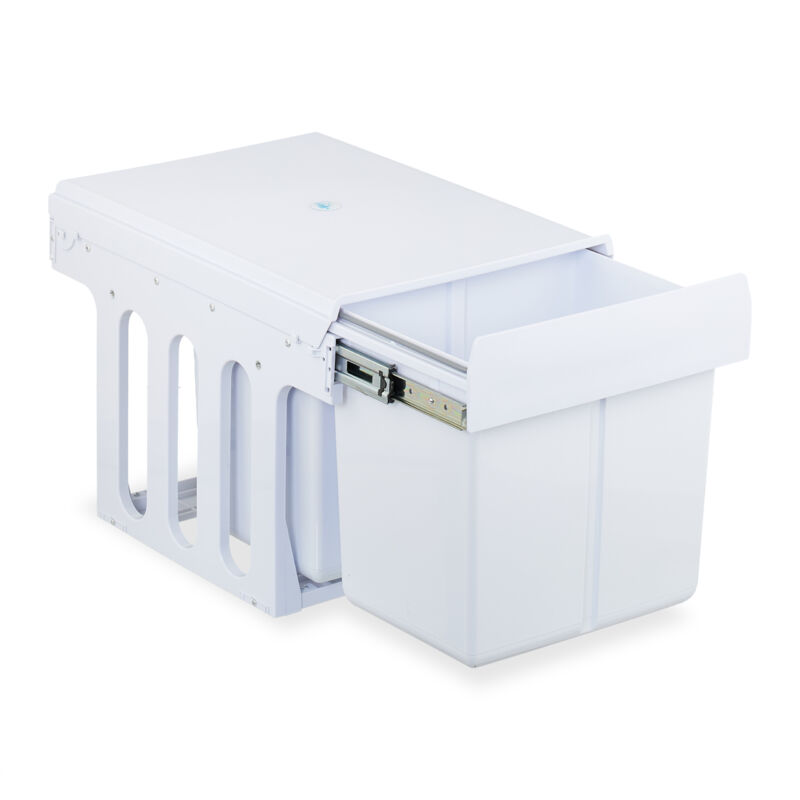 foto del prodotto relaxdays pattumiera estraibile sottolavello, cestino raccolta differenziata 2 scomparti 15 l, 35,1x34,3x48 cm, bianco