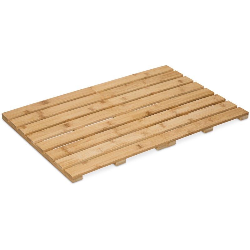 foto del prodotto relaxdays pedana doccia in bamb , 60 x 40 cm, tappetino antiscivolo per la vasca e la sauna, interno e esterno, naturale