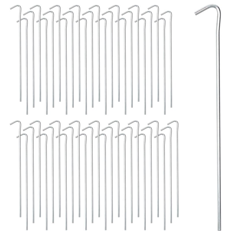 foto del prodotto relaxdays picchetti per tenda da campeggio, set da 100, ancoraggio su terreni morbidi e duri, l 22 cm, argentato