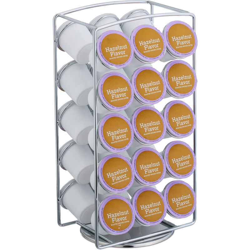 foto del prodotto relaxdays porta cialde caff , organizer portacapsule per 30 capsule compatibili keurig, hxlxp 30,5x16x12,5 cm, argento