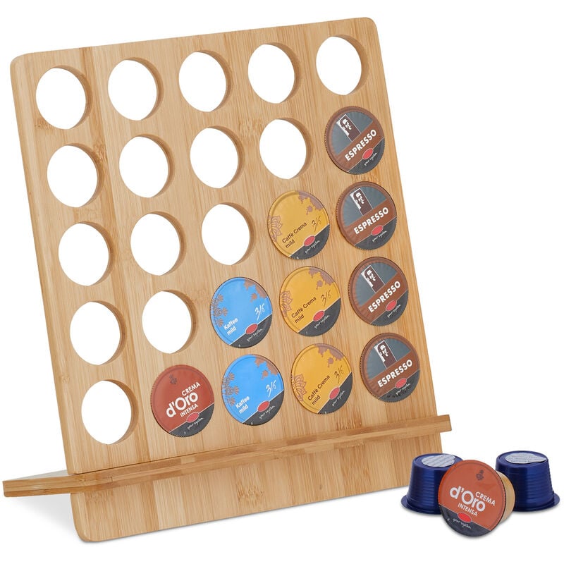 foto del prodotto relaxdays - porta cialde cafissimo, bambù, contenitore per 25 capsule da macchinetta, portacialde, 30x27x13 cm, marrone