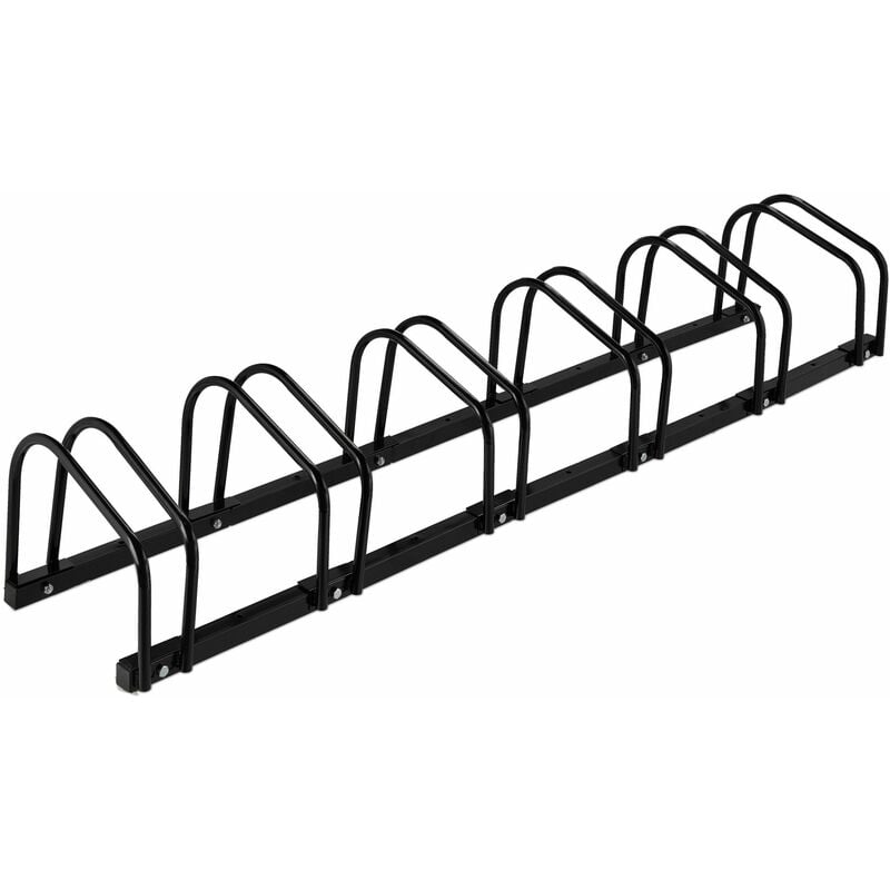 foto del prodotto relaxdays portabici da terra, supporto per 6 biciclette, per ruote fino 60 mm, in acciaio, parcheggio, garage, nero