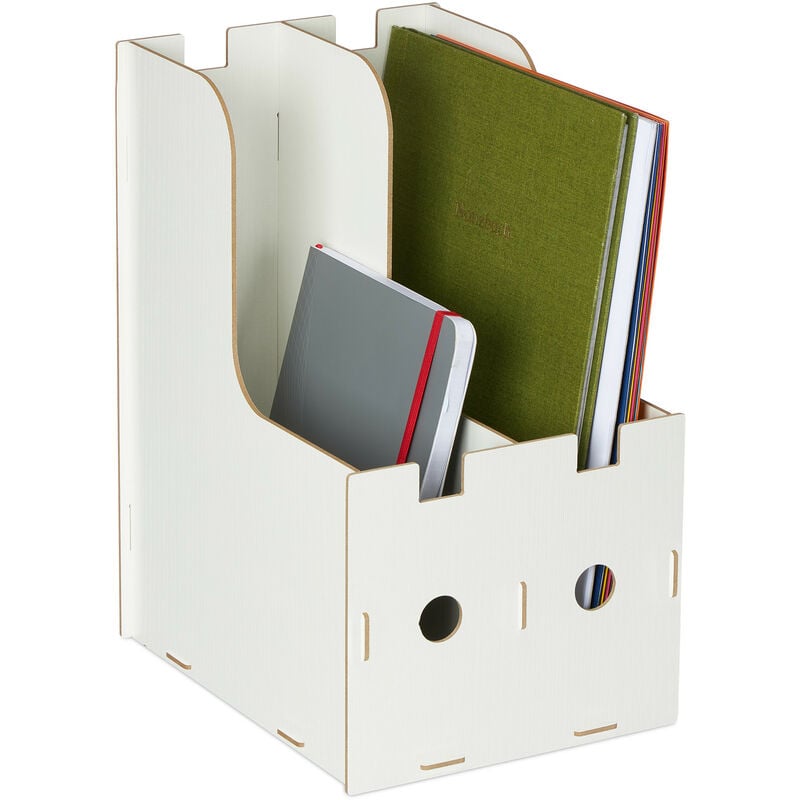foto del prodotto relaxdays portadocumenti, 2 scomparti documenti din a4, 32x18,5x24 cm, organizer, portariviste ufficio e scuola, bianco