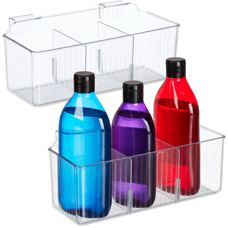 foto del prodotto relaxdays portaoggetti da appendere, set da 2 organizer sospesi, 3 scomparti, box sopra anta, plastica, trasparente