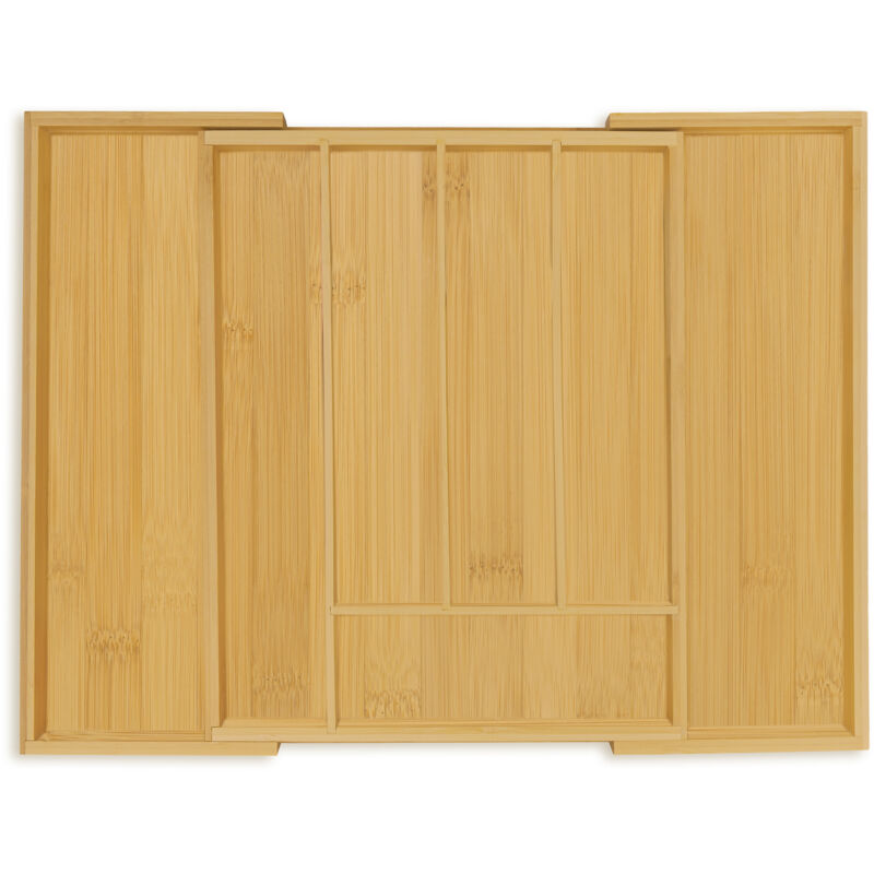 immagine 0 del prodotto relaxdays portaposate da cassetto allungabile, bamb e mdf, divisorio con 5 7 scomparti, organizer da cucina, marrone