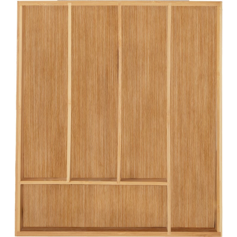 foto del prodotto relaxdays portaposate da cassetto in bamb , 5 scomparti, divisore posate utensili da cucina, 5 x 30 x 34 cm, naturale
