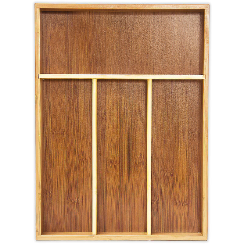 foto del prodotto relaxdays portaposate da cassetto in bamb , da cucina, hlp 4 x 25 x 34 cm, 4 scomparti per posate, colore naturale
