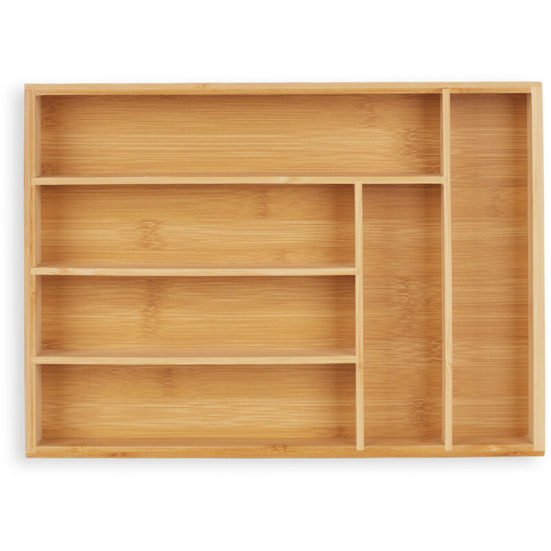 foto del prodotto relaxdays portaposate, divisore per posate da cassetto, 6 scomparti, utensili cucina, 5 x 25,5 x 35,5 cm,naturale