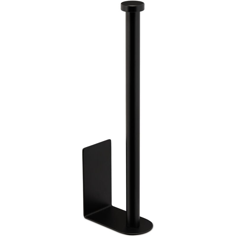 foto del prodotto relaxdays portarotoli carta igienica autoadesivo a muro, porta ricambio 2 rotoli, hlp 26x4,5x8 cm, acciaio inox, nero